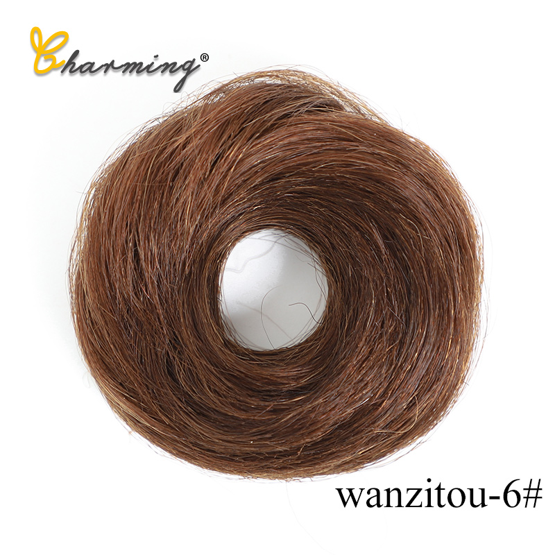 charmant 1 Stück Synthetische Chaotisch Chignon Krapfen Gary Braun Farbe 50g Haar Brötchen Pad Elastische Haar Seil Gummiband haar Erweiterungen: 4/30HL