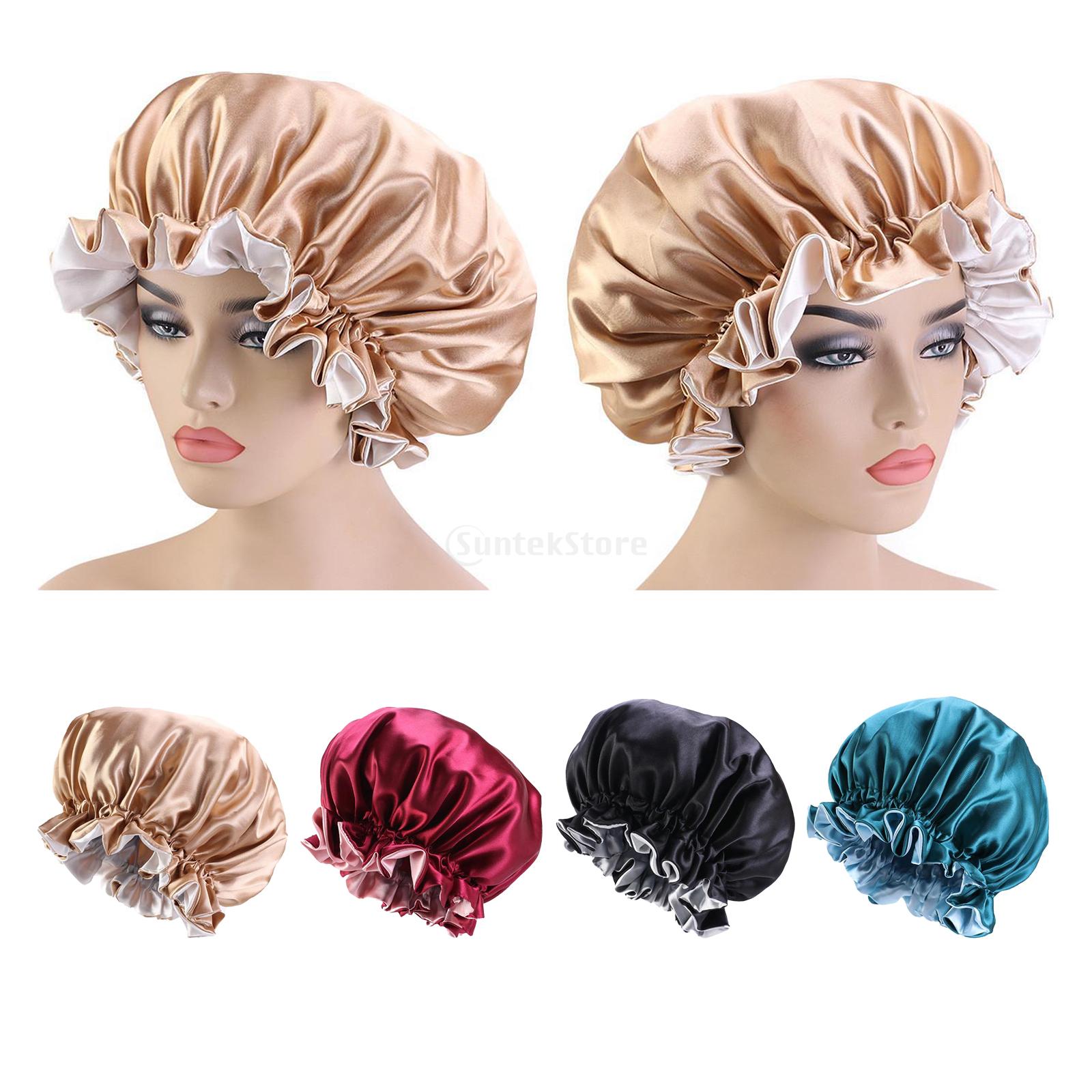 2pc Satin Bonnet Sleep Bonnet Cap Double Layer Sleeping Hair Bonnet