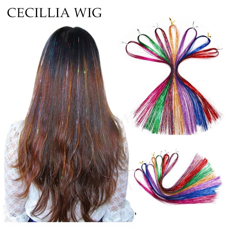 100 stande 92cm factory sparkle glitter hair glitter dazzle tinsel party hair extension ready stock