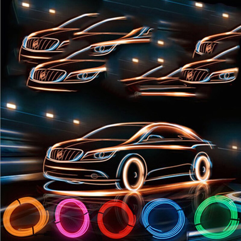 Cable de alambre luminoso para decoración, luces LED de neón para Navidad, de baile, Disfraces, bricolaje, ropa, coche, Rave, 3m/5m