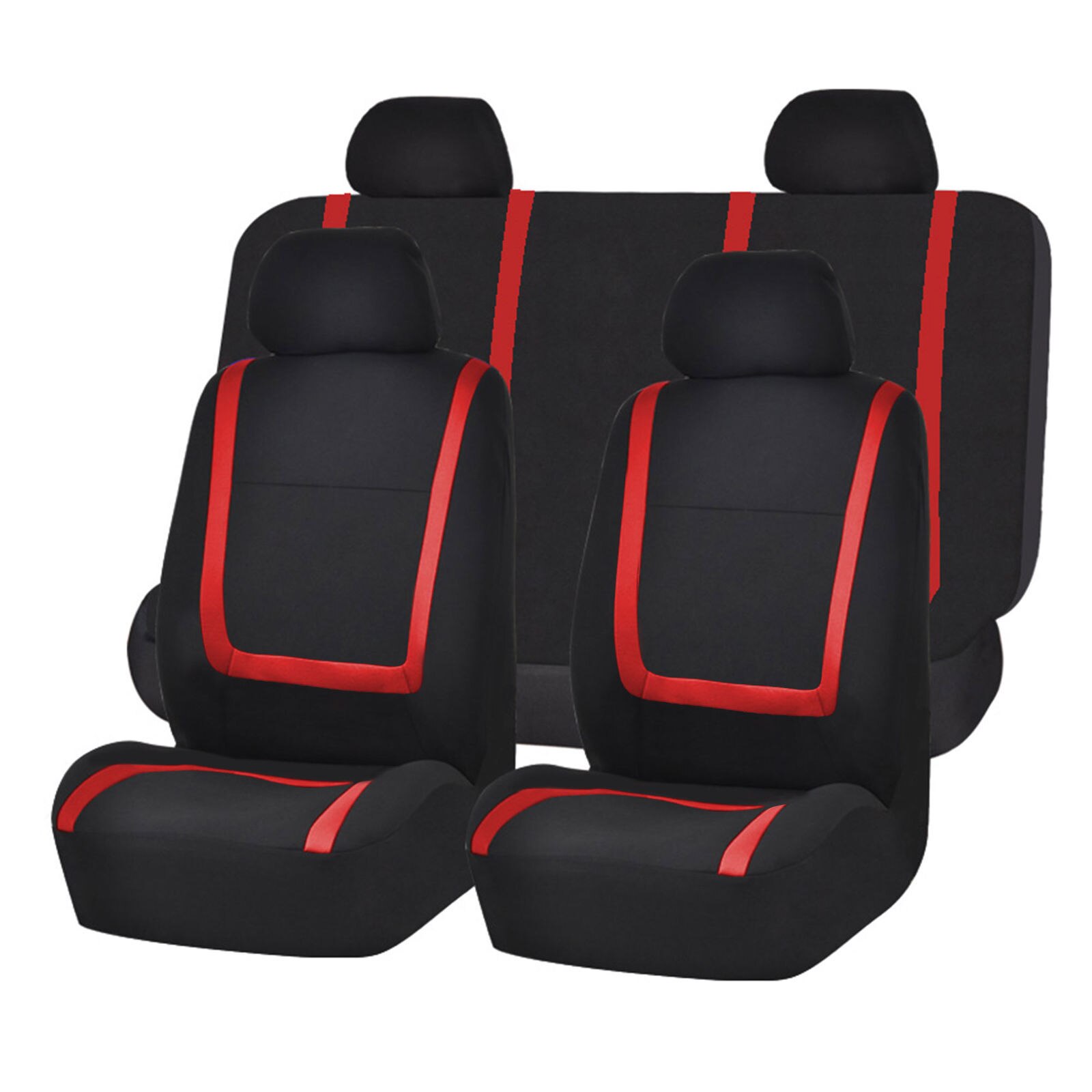 Stof Auto Stoelhoezen Voor Seat Ateca Arona Ibiza Leon Toledo Leon St Cupra Auto Zitkussen Cover Auto-styling Accessoires: 5 seats-red