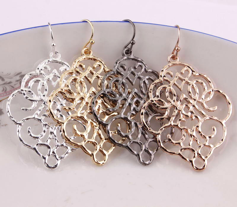 Vintage bohemiska guld filigran marockanska statement dangle örhängen för kvinnor enkla smycken örhängen