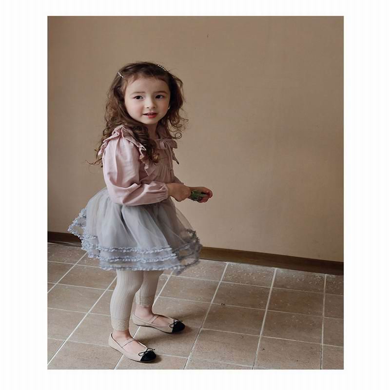 T-shirt per ragazze coreane 2020 autunno inverno nuova ragazza t-shirt a maniche lunghe in cotone di pizzo carino abbigliamento per bambini E20582