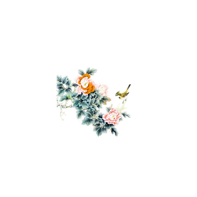 Zttzdy 24.6*22.9cm klassisk malede blomster og fugle kunst toilet mærkat indretning hjemme væg mærkat  t2-0253