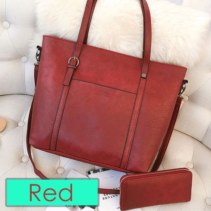 ZMQN Handtaschen frauen Leder Vintage Weibliche Tote Umhängetaschen Für Frauen Große Kapazität Geldbörsen und Handtasche Bolsas Femininas C664: Red