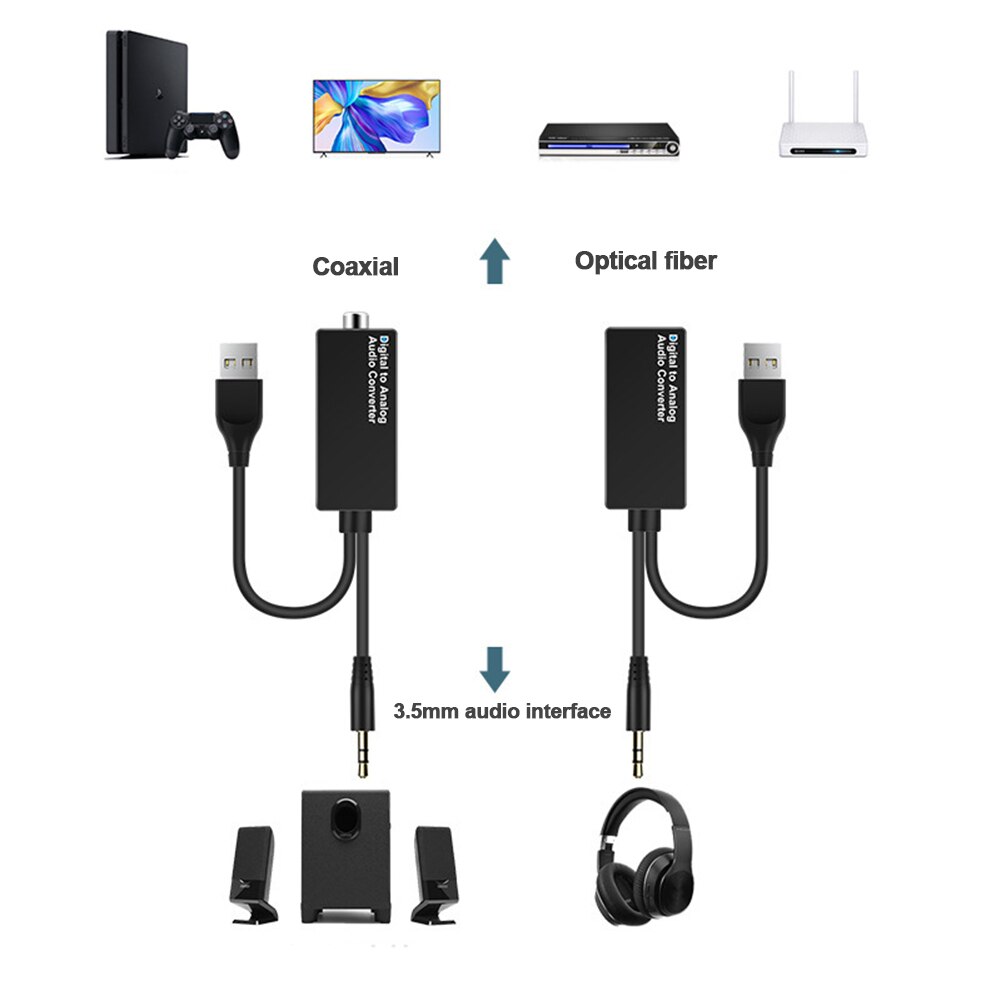 Convertisseur audio numérique DAC D15, convertisseur audio analogique/optique/coaxial, 3.5mm, adaptateur décodeur USB, adapté pour HDTV, DVD, smart TV, décodeur