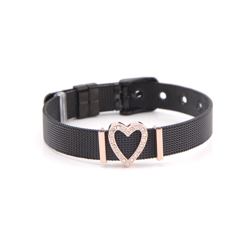 Somsoar Jewelry Color Mesh Bracelet Set with Heart Slide Charms Stainless Steel Bracelet as Valentine's day: SET 4