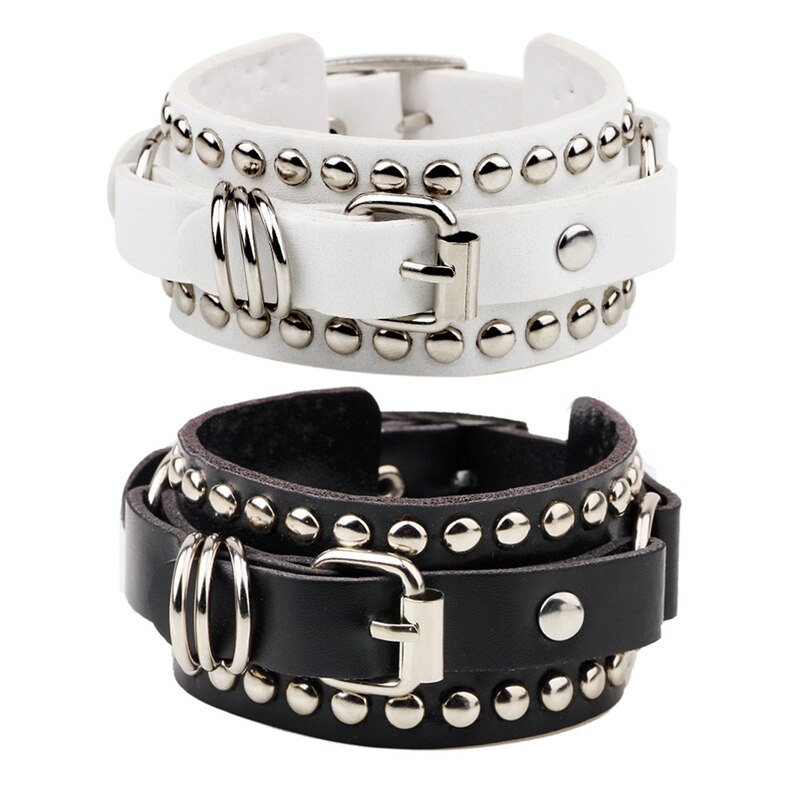 Mannen Mode Pu Lederen Punk Klinknagel Armbanden Mannelijke Hip Hop Straat Dagelijks Armband Sieraden