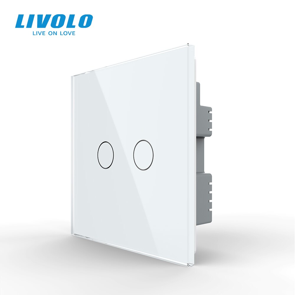 Livolo UK standard Wall Light Touch Switch,Glass Panel,touch sensor control,with led backlight,1-4gangs,wall touch switch: 2Gang White