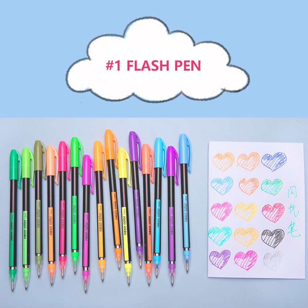 Ensemble de stylos Gel à paillettes colorées, 12 pièces, 1.0mm, stylo de couleur pour dessin, bricolage, Album, Journal, surligneur, stylo de signature