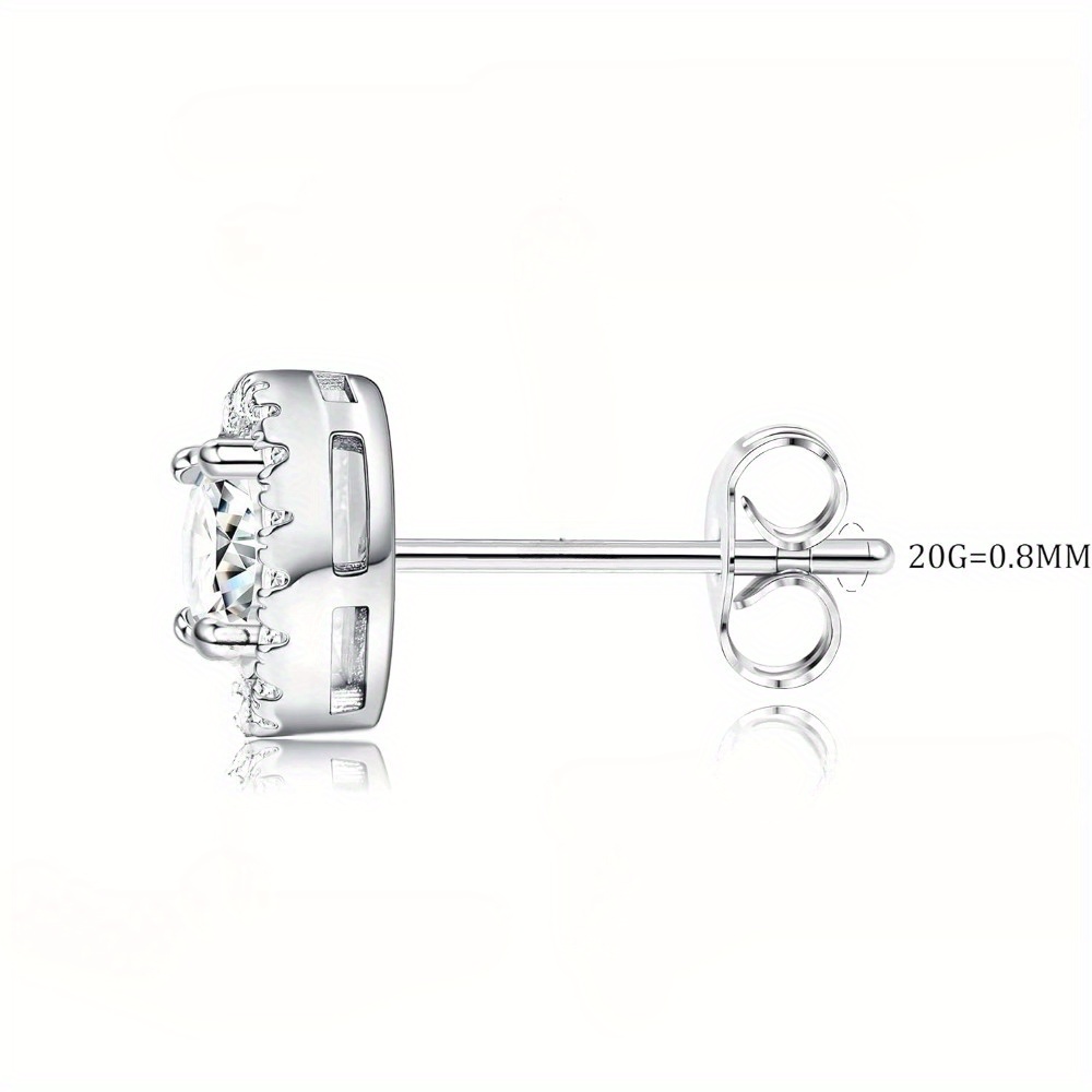 1 Pair Silvery Cubic Zirconia Stud Earrings Round Square Diamonique Stud Earrings Set for Women Men