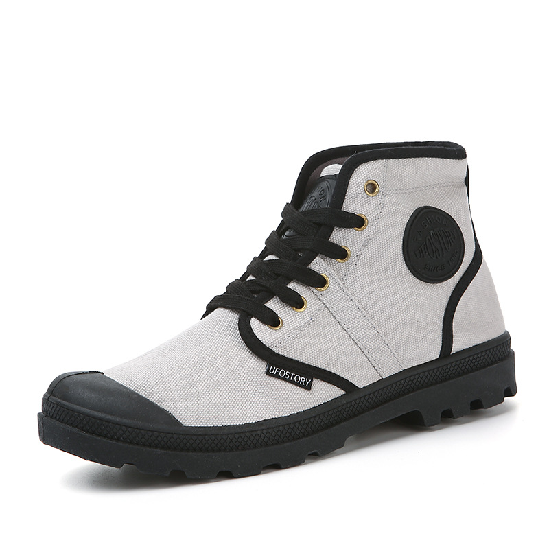 Canvas Shoes Men Spring Autumn Black Gray Martin Boots Youth Boys Trend Casual Shoes Male Winter Boots Men Chelsea Boots: Gray / 8