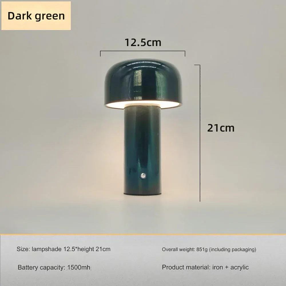 Italienische Pilz Tischlampe Tragbare Drahtlose berühren Wiederaufladbare Nachtlampe USB Schreibtischlampe Schreibtisch Dekoration Schlafzimmer Nachtlicht: Blau