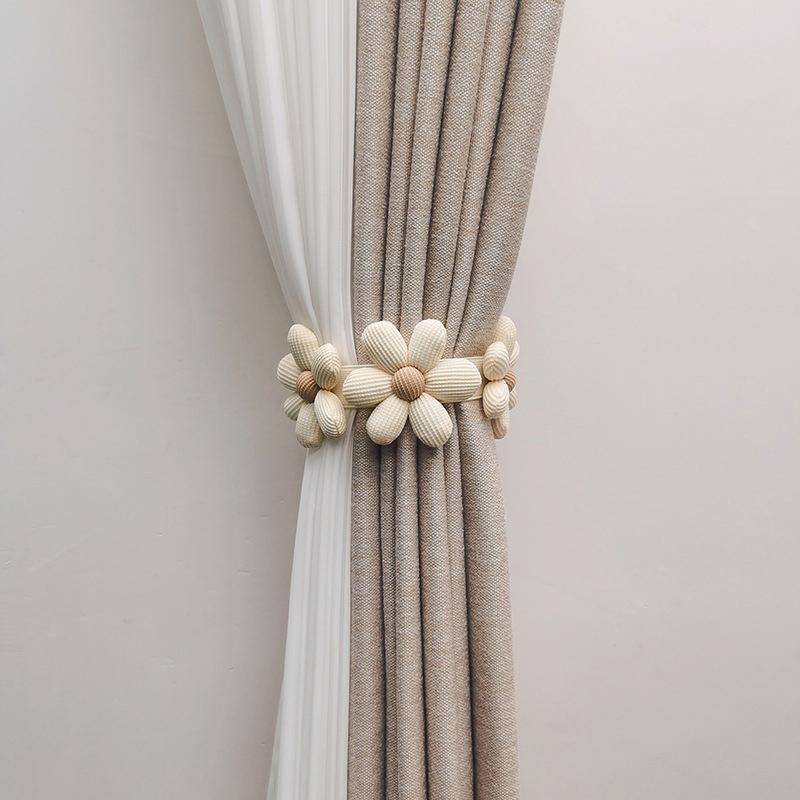 Vorm Gordijn Tieback 1 Stuks Bloem Elastische Band Gordijn Gespen Magnetische Gesp Gordijn Touw Houders Kinderkamer Home Decor: WHITE