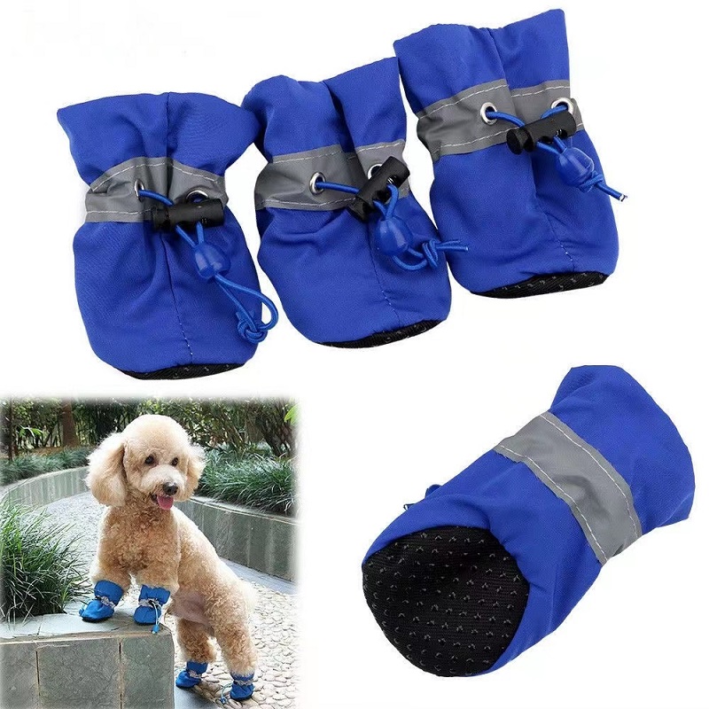 4 pçs/set à prova dwaterproof água sapatos para cães de estimação anti-deslizamento botas de chuva calçados para gatos pequenos cães filhote de cachorro cão pet botas pet pata acessórios