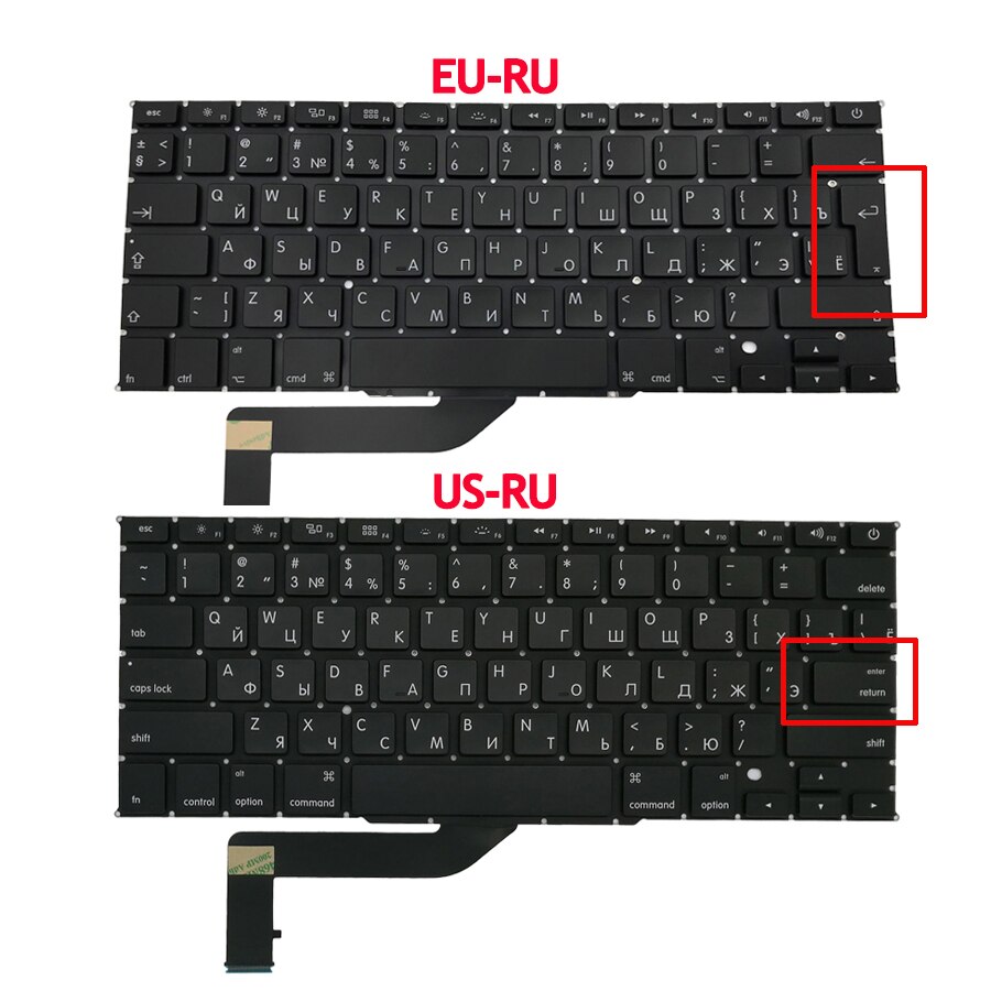 US UK Russian Spain French German Sweden Laptop Keyboard For Macbook Pro Retina 15" A1398