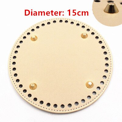 1 Pc Oval Long Round Leather Bottom with Holes Rivet for Knitted Bag PU Leather Bag Accessories DIY Woven Crochet Bag Bottom: A