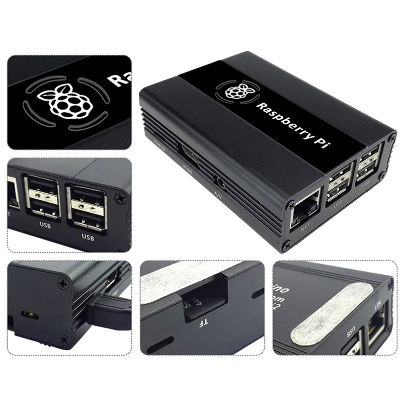 Zwart Aluminium Case voor Raspberry Pi 3 B + met Koelventilator Beschermende Shell Compatibel met Raspberry 2 B +