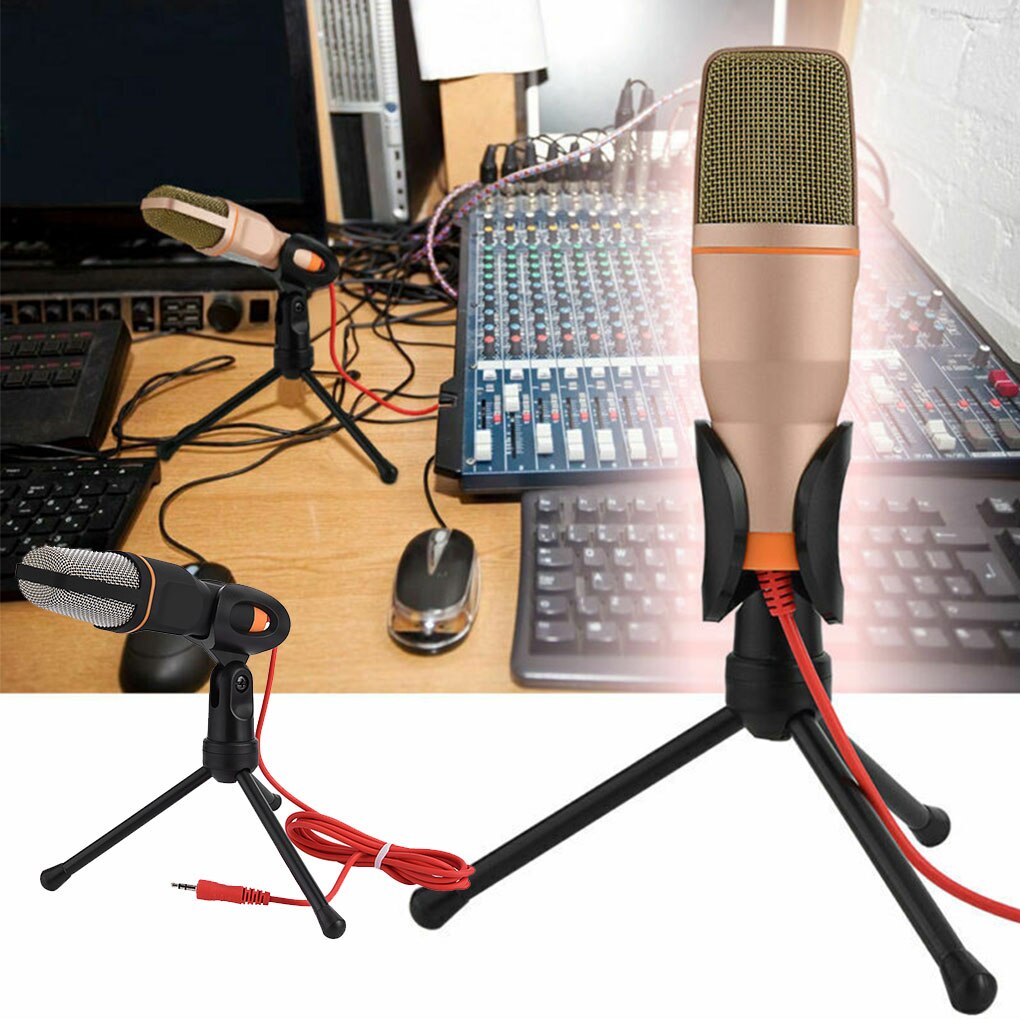 SF-666 Condenser Sound Microphone Stand Holder PC Laptop Phones Wired Desktop Handheld Microphone
