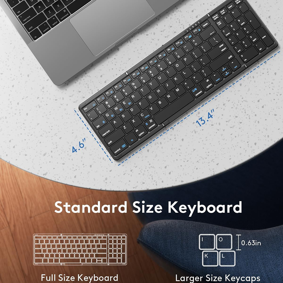 Faltbare Bluetooth-Tastatur mit Ziffernblock, kabellose Klapptastatur in voller Größe, wiederaufladbare tragbare Reisetastatur