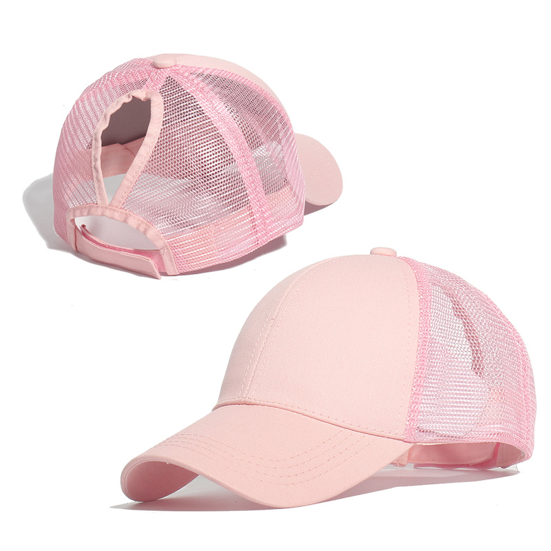 Ponytail Solid Color Mesh Baseball Cap For Women Men Plain Summer Sun Hat Unisex Adjustable Outdoor Hip-Hop Washed Caps: F