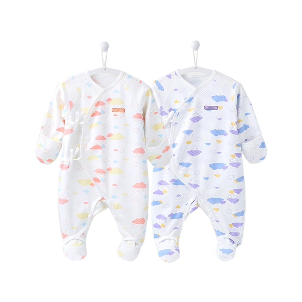 COBROO 3-Pack Baby Girl Betaalde Sleeper met Wanten 100% Katoen Allover Wolken Baby Meisje Pyjama Set 0- 3 maanden: Pink-Purple / 0-3M