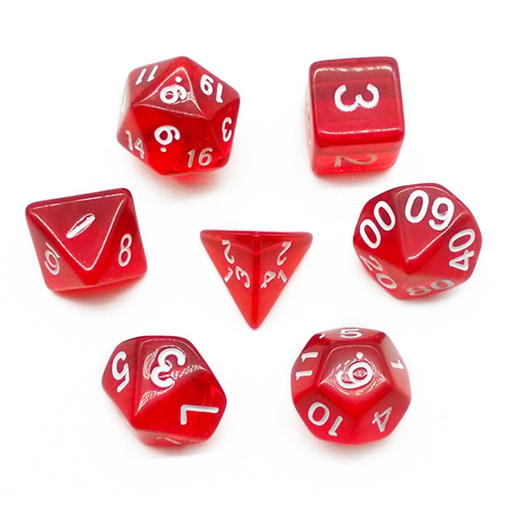 7pcs/Lot DND Polyhedral Dices 7 Sided Clear Desktop Funny Board Game Dice