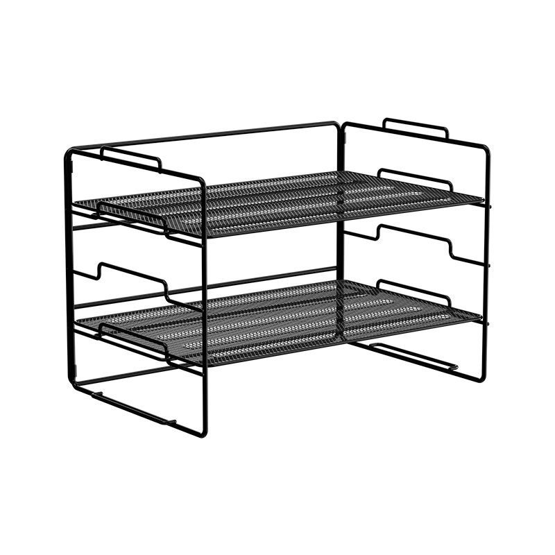 2 Layer Simple Bookshelf Office Desktop Storage Rack Table Multi-layer Desk Organize Metal Net Shelf Storage Box