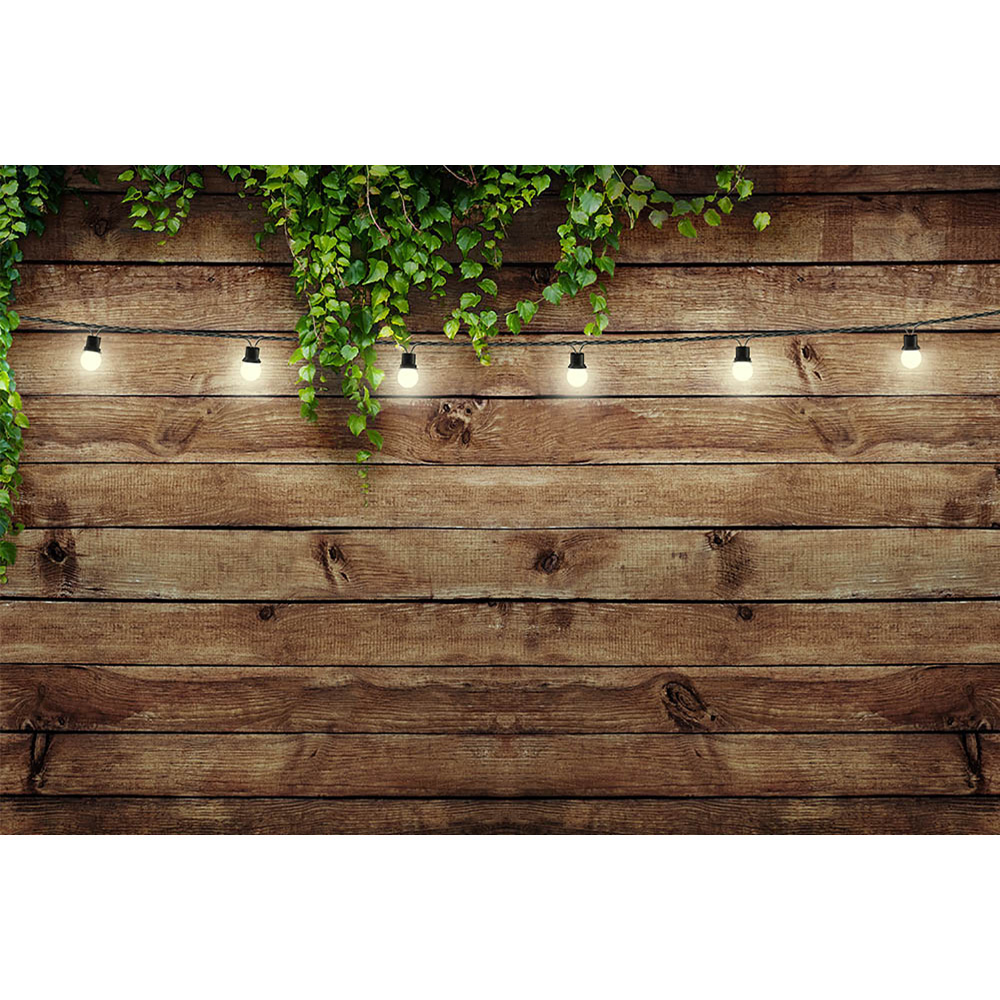 Brown Wooden Floor Photography Backdrop for Lovers Green Leaves Wedding Party Selfie Background Bridal Shower Photo Shoot: 150*125