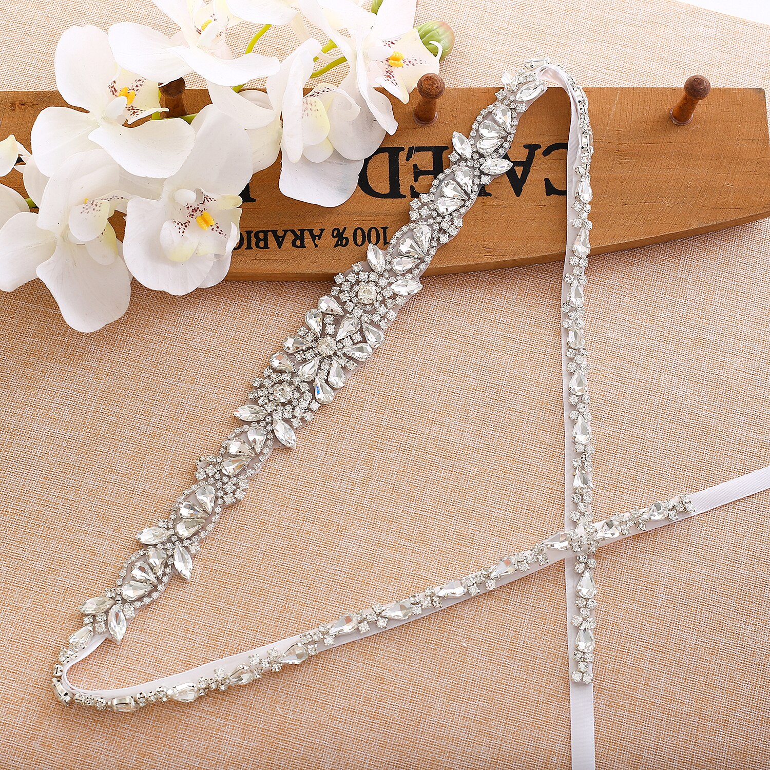 Cintos de Casamento De cristal Cinto de Fita de Cetim Nupcial Sash Belt Vestido de Casamento de Strass Acessórios de Casamento Y138S