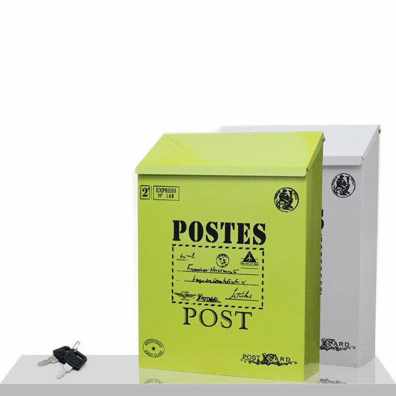 Retro outdoor mailbox withe key lock rain protection suggestion Metal Boxes Newspaper Letter Post Storage Home Garden Supplies