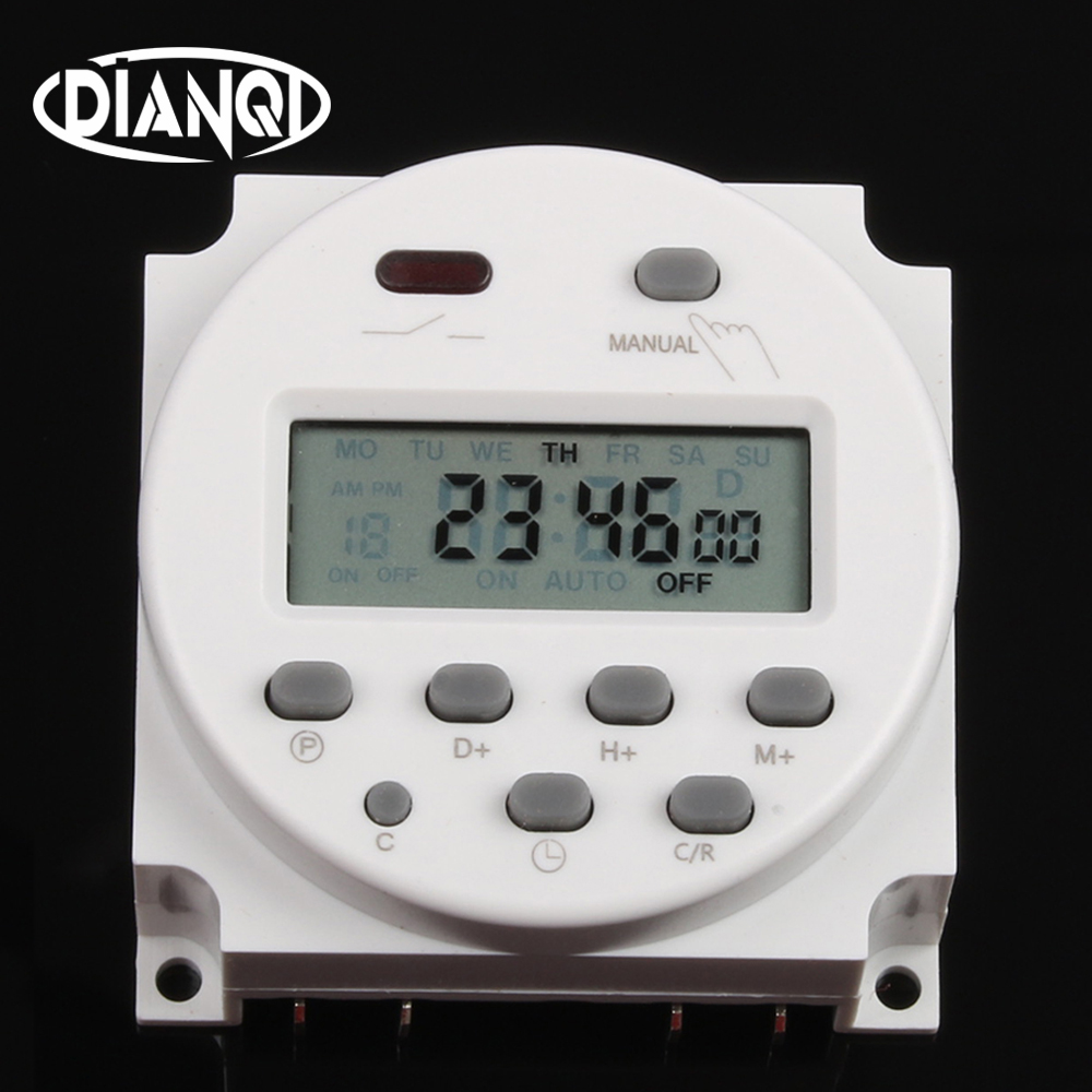 Temporizador digital programable con LCD grande, interruptor con relé con certificación UL, con función de tiempo de cuenta atrás interior, temporizador de 7 días, 1.6 pulgadas, 220V, 230V