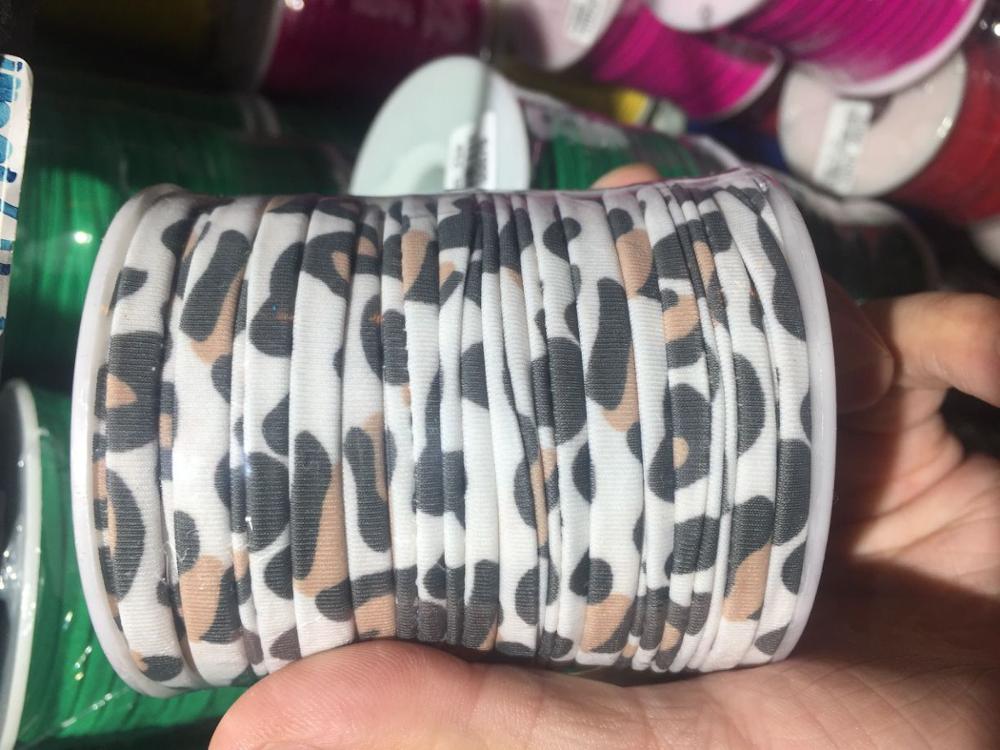 5mm 20meters / Spool gray/white Leopard Print Elastic lycra cord Stitched round lycra cord Lycra strip For DIY Jewelry Marking