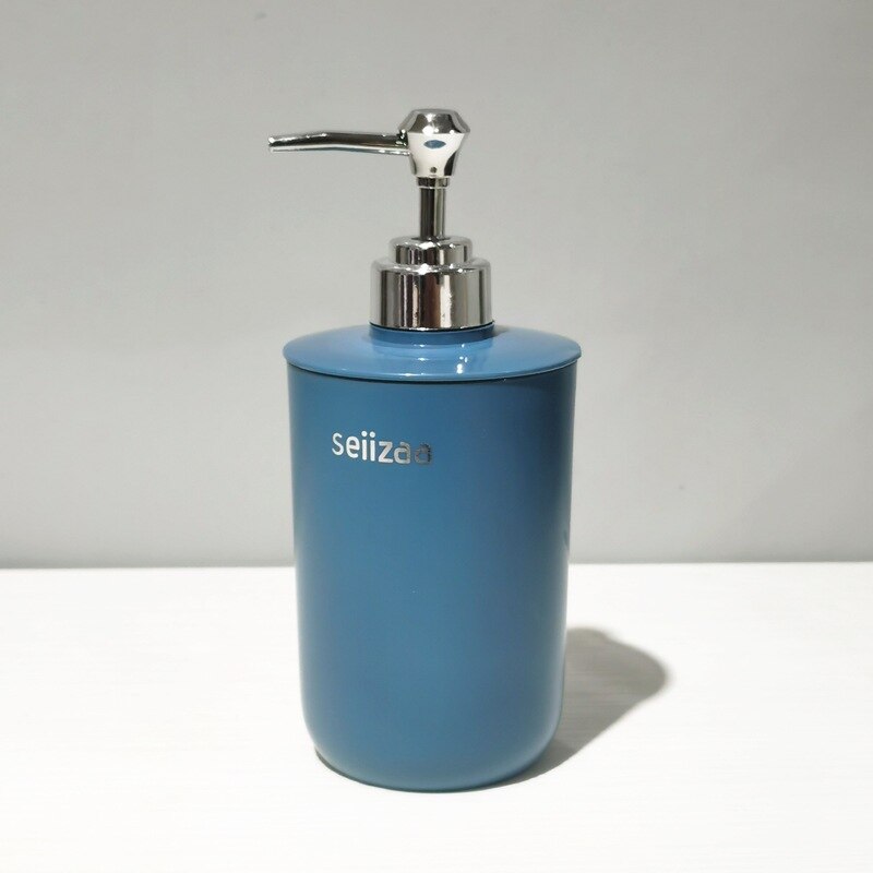 bathroom container wash set plastic toothbrush cup toothbrush holder press hand sanitizer bottle lotion: blue bottle
