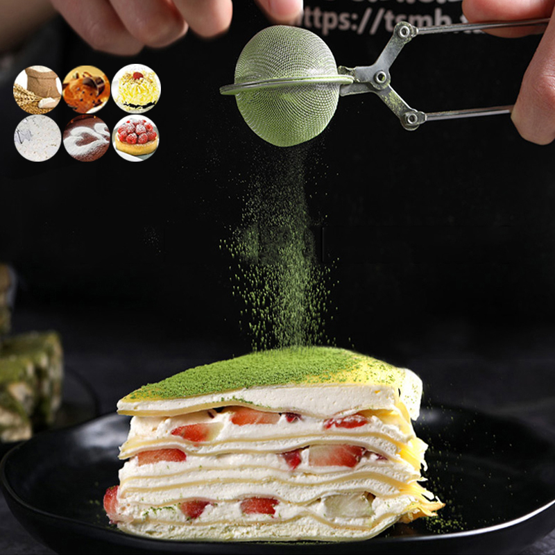 Tamiz de harina de malla fina de acero inoxidable, tamiz de harina/agitador de azúcar en polvo/colador pequeño de mano, herramientas de panadero