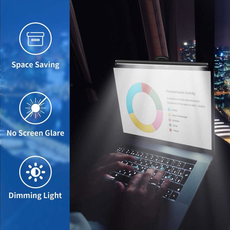 LED Desk Lamp Dimmable Office Computer Eye-caring Table Lamp For Study Reading Screen Monitor Hanging Light Bar