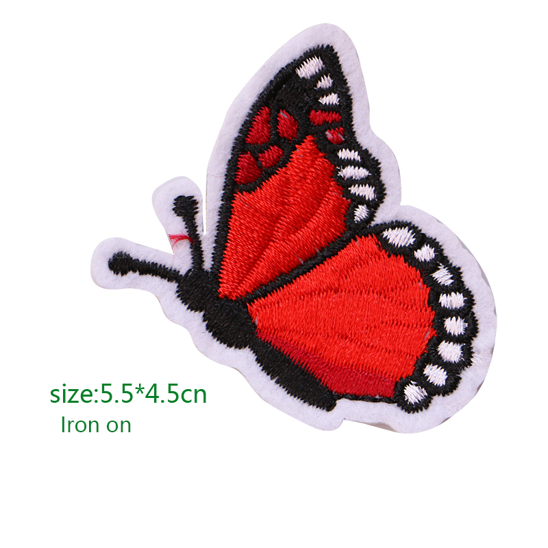 3 st färgglad fjärilsikon broderade plåster på järn för kläder gör-det-själv-ränder kläder lapptäckesklistermärken anpassade märken: 5.5 x 4.5cm