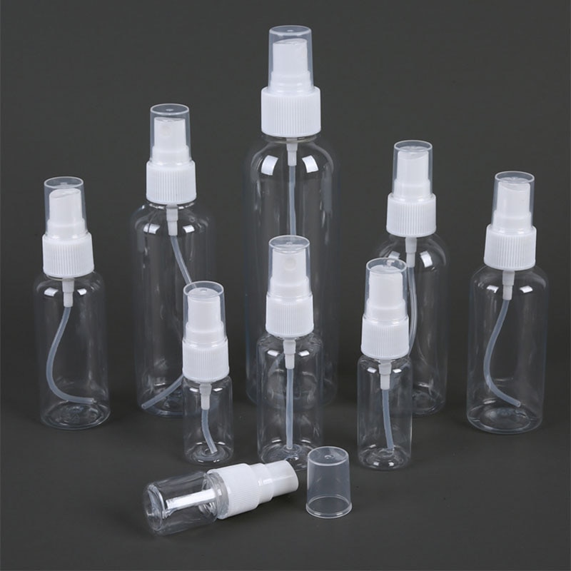 10 bærbare små gennemsigtige plast tomme sprayflaske genopfyldelige flasker 5ml/10ml/20ml/30ml/50ml/60ml/80ml/100ml/200ml – Grandado