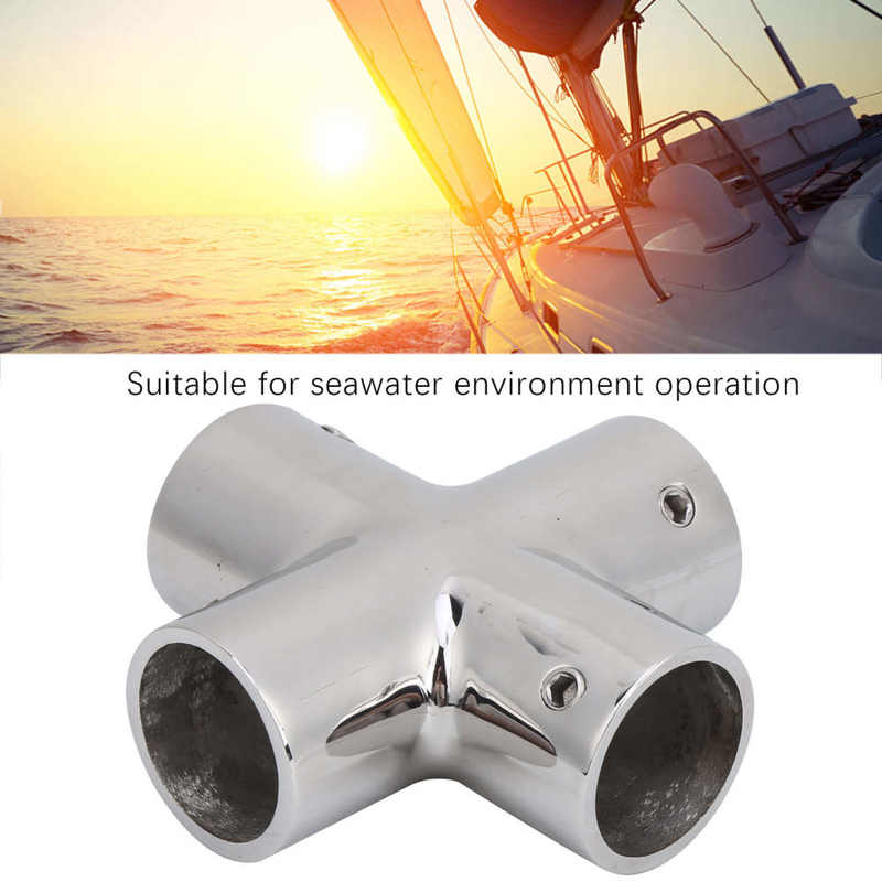 Durable MJS015 Stainless Steel Butt Welding Cross 4 Ways Splitter Pipe Fittings Boat Accessory For Rowing Boats Accessory