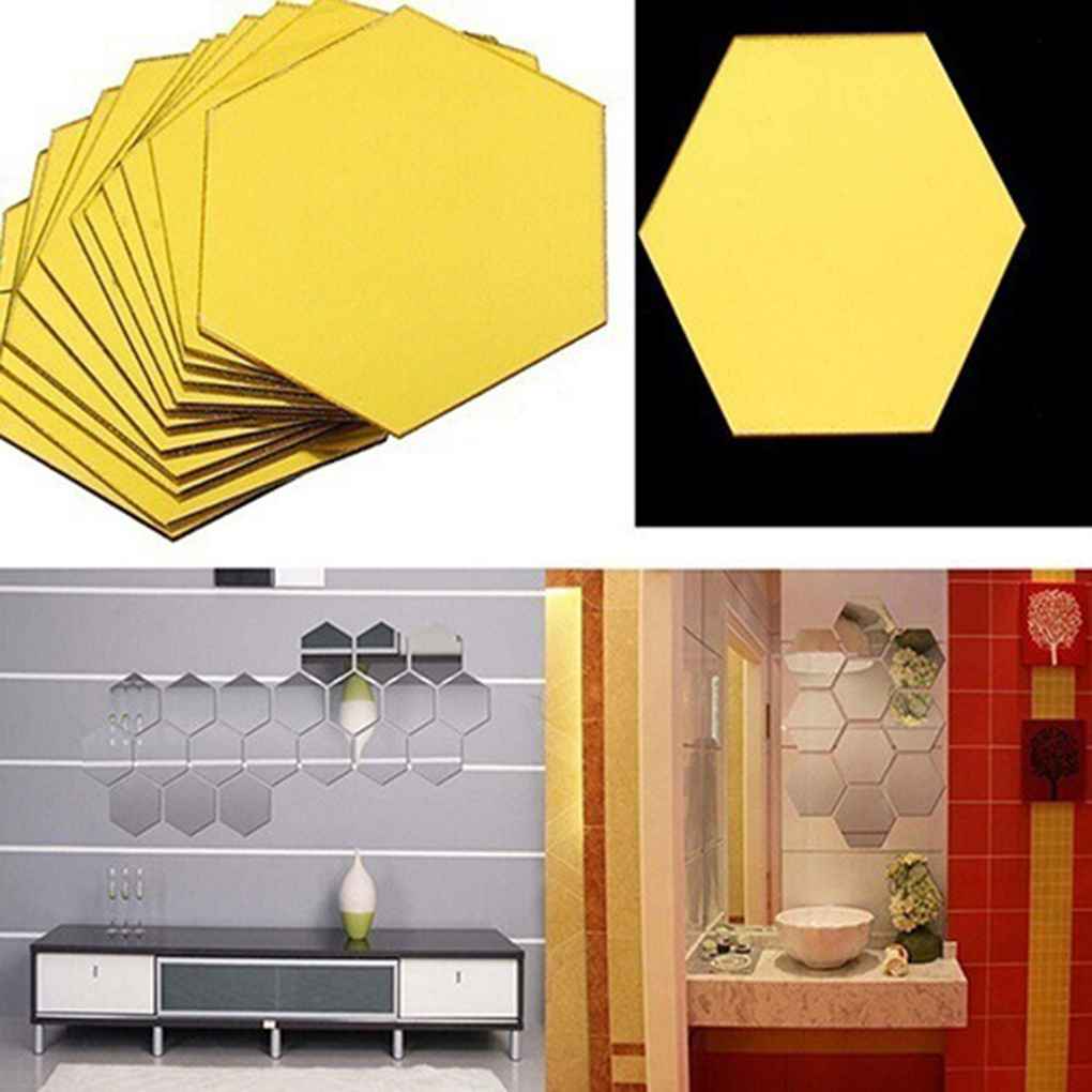 12 stk/sæt badeværelse spejl klistermærker selvklæbende effekt fliser aftagelige wallstickers hjemmekunst gør-det-selv værelser 3d indretning 100*85*50mm