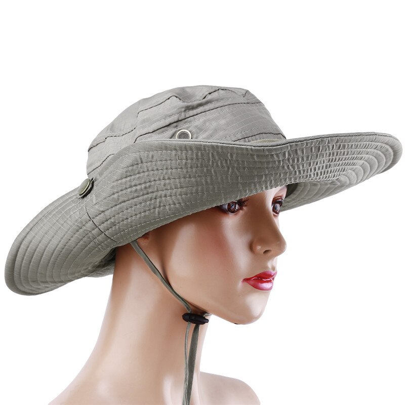 Sombreros de Sol de Color liso con tapa de pesca al aire libre para hombre y mujer, gorros de ala ancha Anti-UV para playa, sombrero de cubo para mujer, para acampada y senderismo: light green