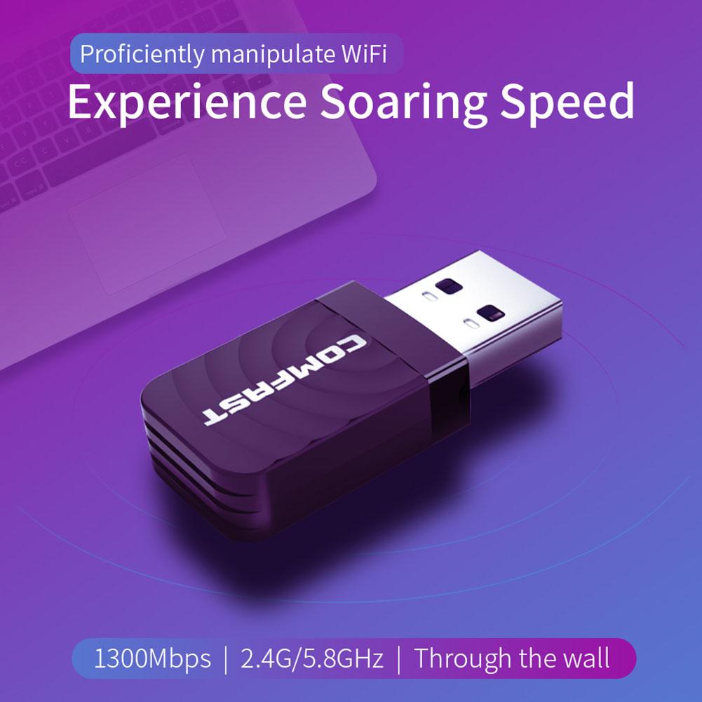 COMFAST Mini USB 3.0 Wireless Network Card 1300Mbps Ethernet WiFi Dongle Adapter Receiver 802.11 b/g/n 5.8/2.4GHz Dual Band