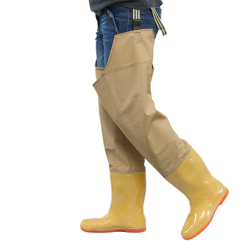 High-Jump Over Knee Waterproof Fishing Waders Leg pants Shoes Dichotomanthes End Rain Boots Adjust Height Strap Water Overalls