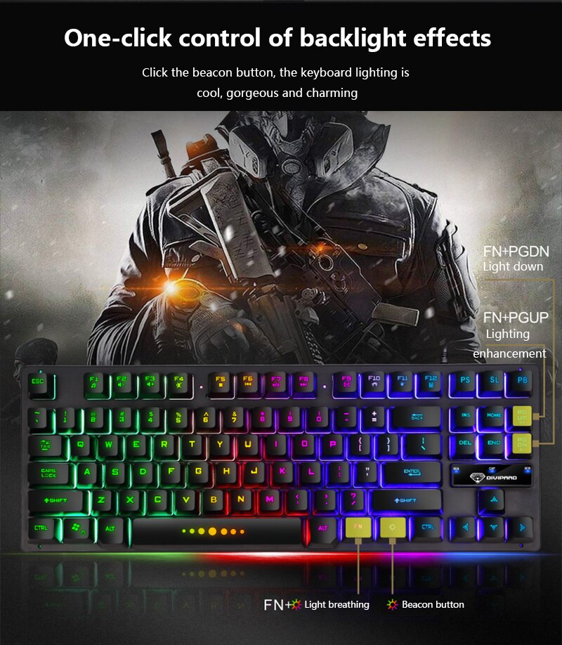 Teclado Gamer Gaming Toetsenbord 87Key Gaming Mechanische Toetsenbord Kleurrijke Backlight Toetsenbord Game Accessoires Клавиатура