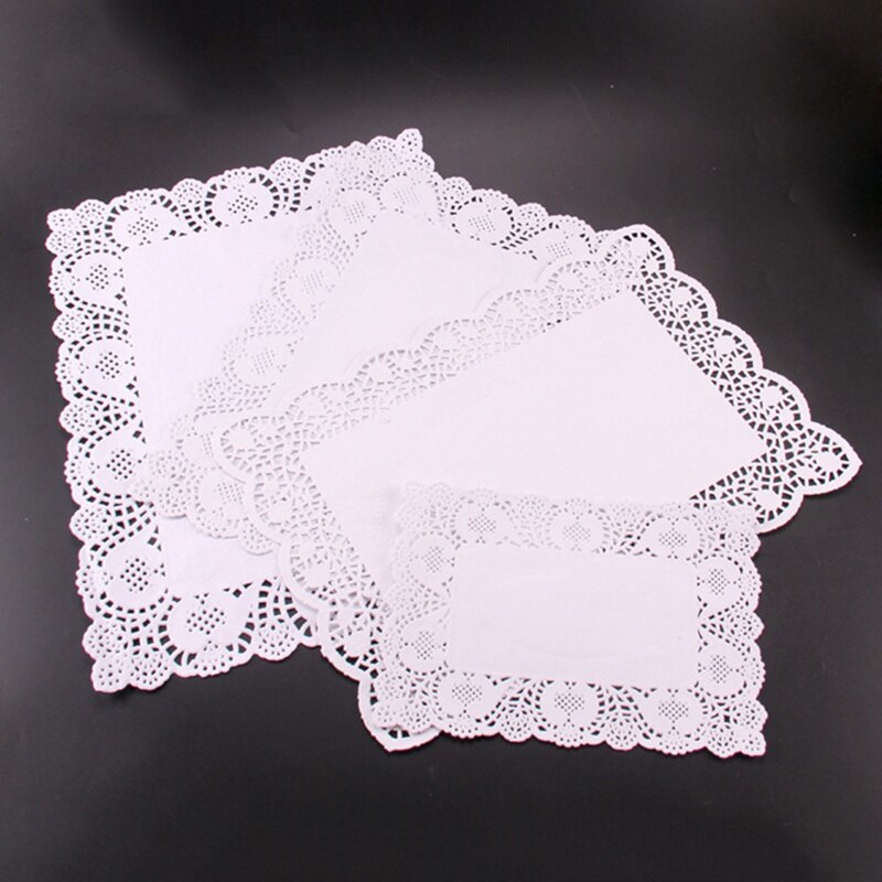 Mantel Individual de papel blanco, tapete de encaje a prueba de aceite para hornear pasteles, salvamanteles de papel, almohadilla no tóxica para decoración de pasteles, accesorios de mesa, 16 Uds.