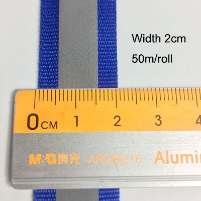 50m/ rulle kongeblå reflekterende stof båndbånd refleksionsstrimmel kant fletning syning på beklædningsgenstand tilbehør: Bredde 2cm