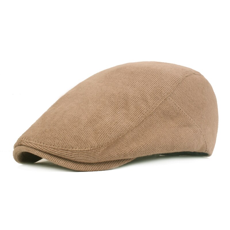 SLECKTON Newsboy Cap for Men Winter Knitting Beret Hat Herringbone Caps Adjustable Hats Dad Hats Casquette Gorras: Khaki