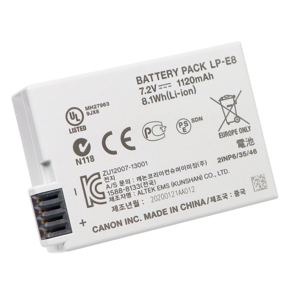 Original 1120mah LP-E8 LPE8 Camera Battery for Canon EOS 550D 600D 650D 700D Kiss X4 X5 X6i X7i Rebel T2i T3i T4i T5i Batterie