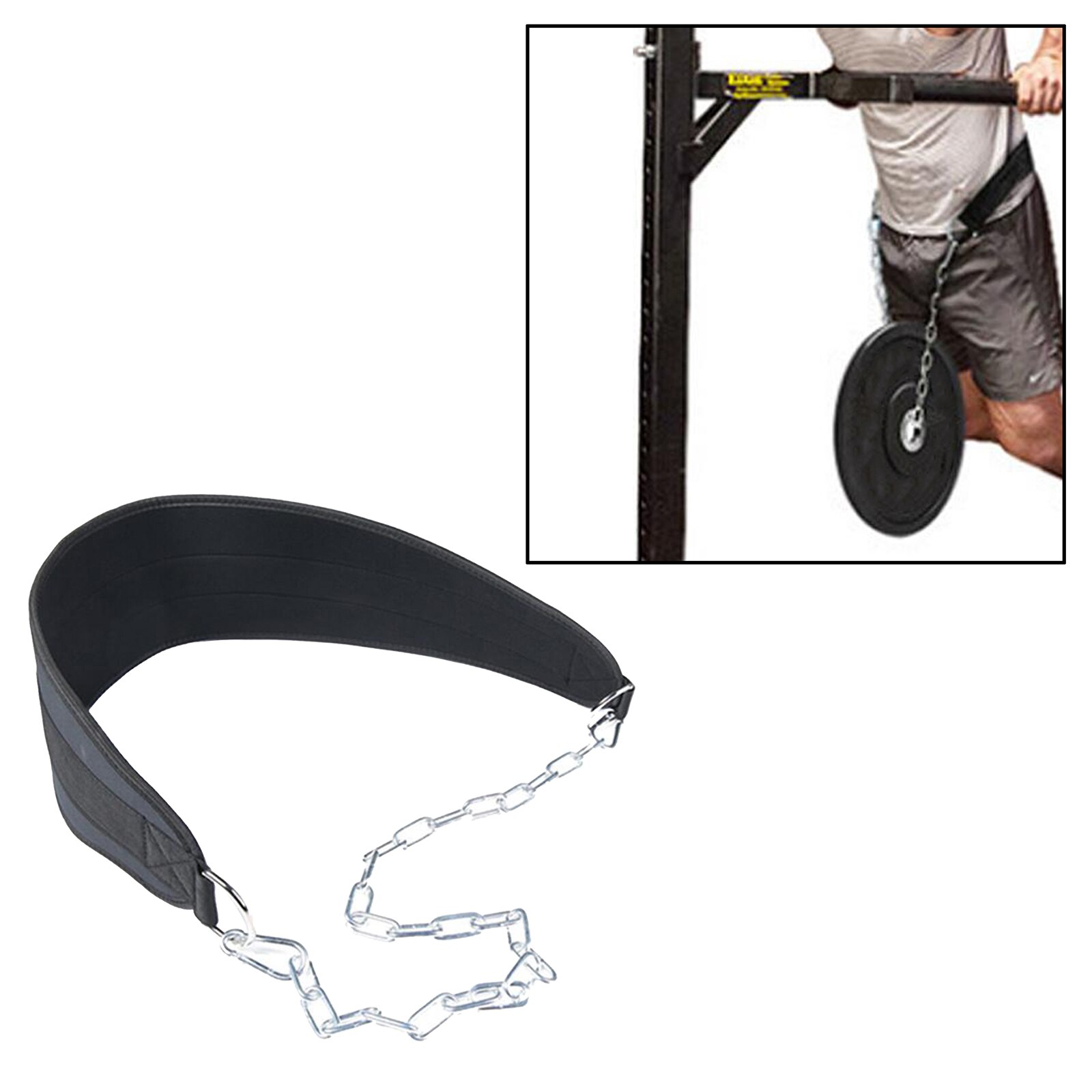Vægtløftning dip bælte nylon ryg gym bælte med kæde til fitness bodybuilding pull up styrketræning belastning talje rem