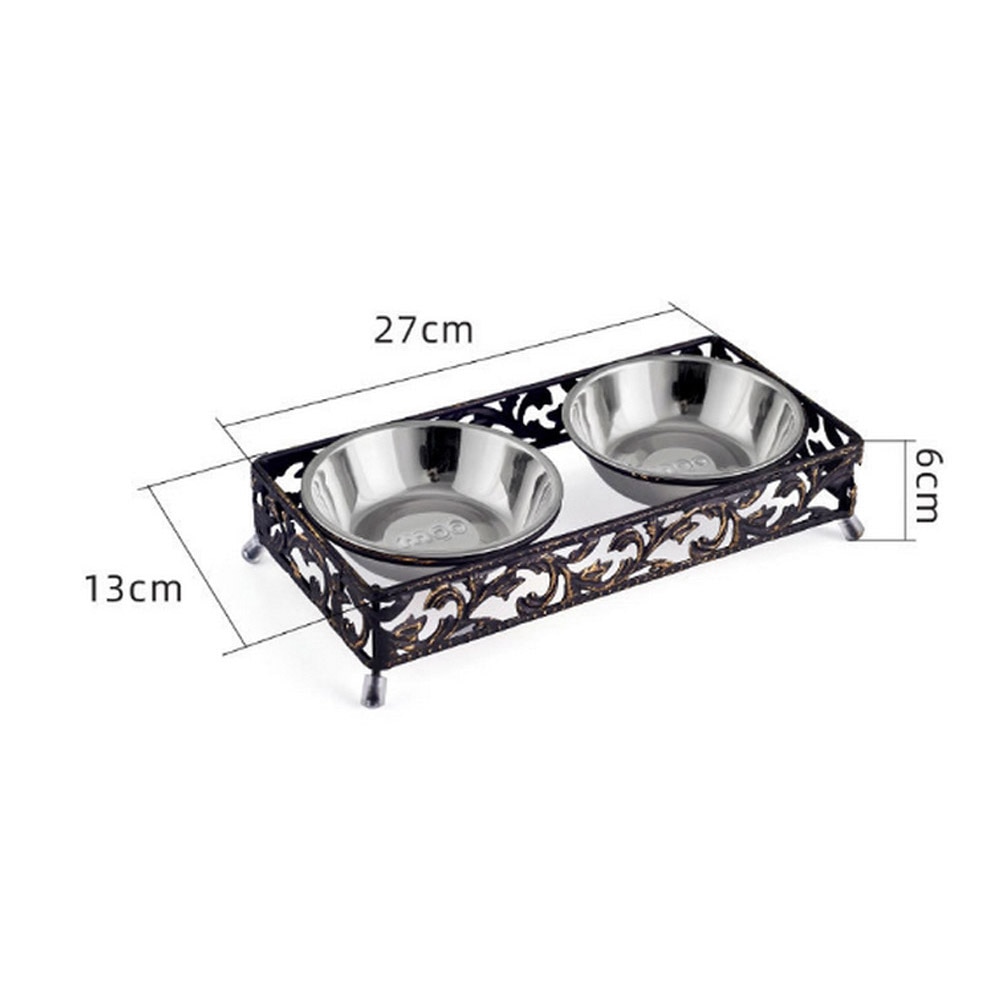 Double Single Dog Bowls for Pet Puppy Retro Iron Rack Food Water Bowl Feeder Pet Cats Feeding Dishes Dogs Drink Bowl